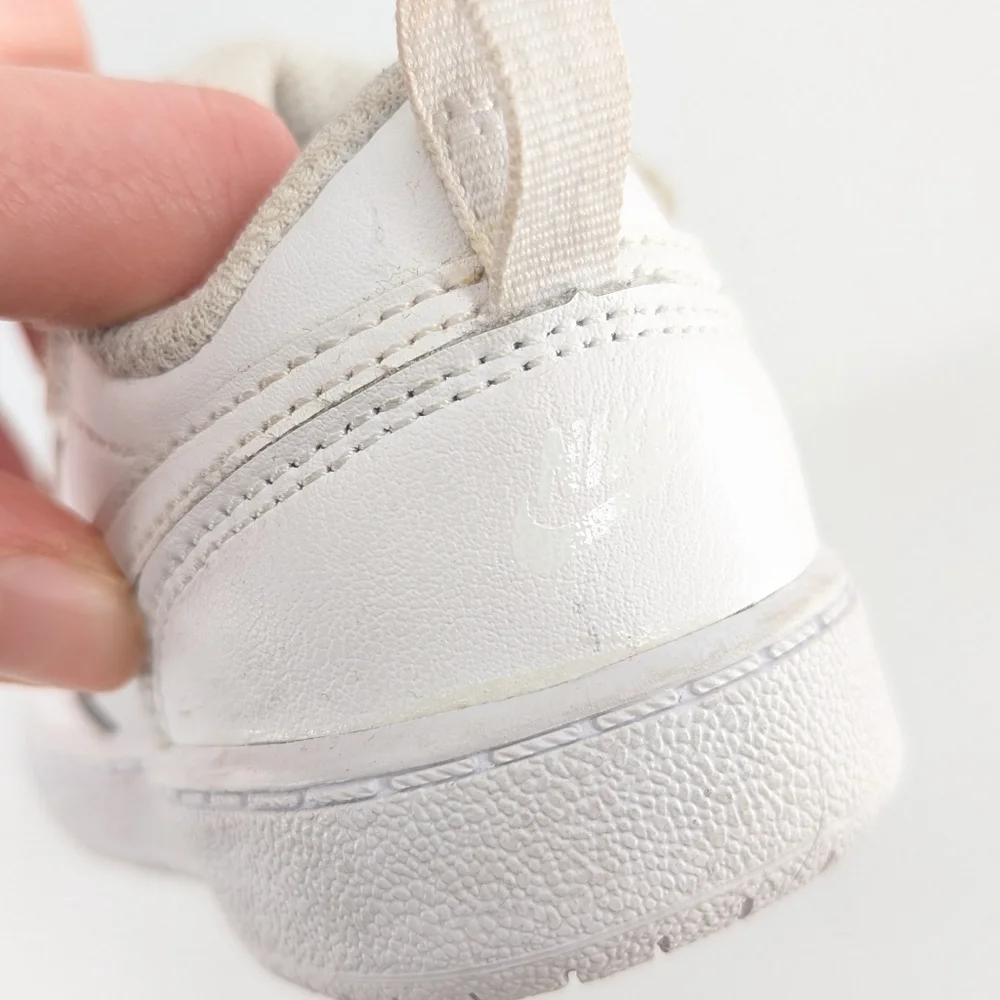 Nike Court Borough Low 2 Triple White Hook And Latch Size 6c - Picture 5 of 8